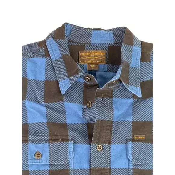 Filson Vintage Style Flannel Work Shirt | Dark Blue | Men's Sz L - Picture 7 of 7